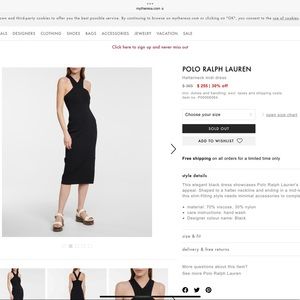 New With Tags - Polo Ralph Lauren Black Knit Midi Dress